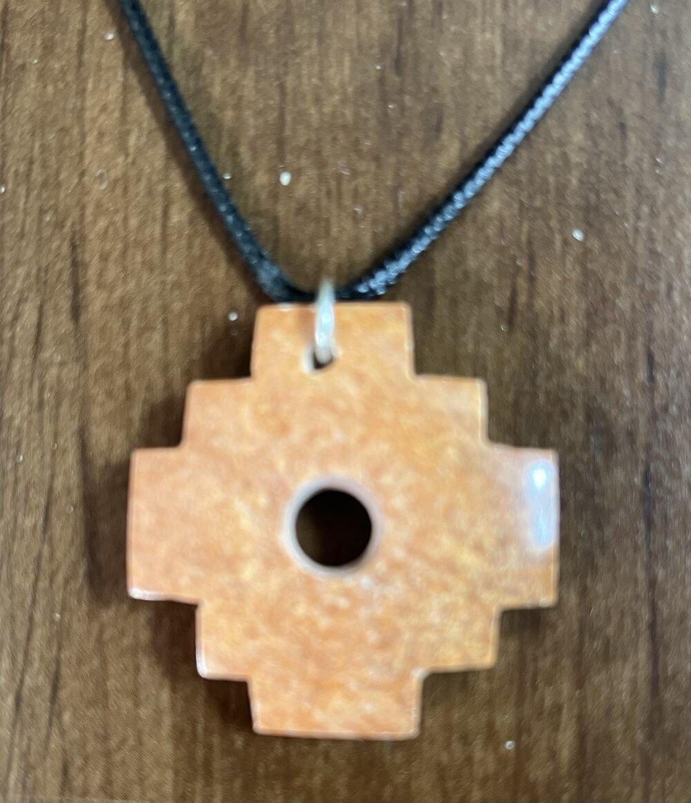 Red Jasper Natural Stone Chakana Pendant Handmade in Peru 1.5" Inca Cross